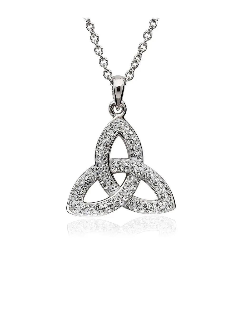 Sterling Silver Trinity Knot Pendant Embellished with Swarovski Crystals